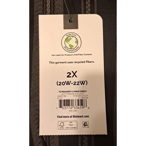 New 2X Black Gray Maxi Peasant Tiered Dress Slimming Modest Terra & Sky - Picture 6 of 8